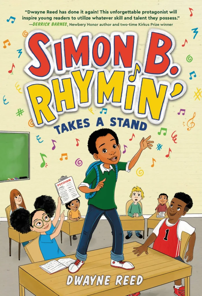 Simon B. Rhymin' book cover illustration with kids.