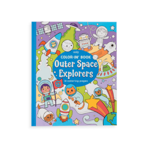 Outer Space Explorers coloring book cover with astronauts.
