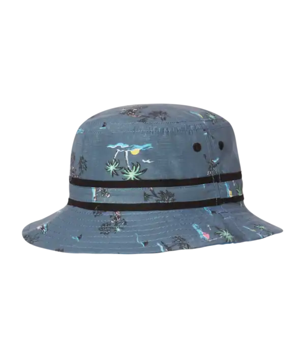 Blue bucket hat with island design