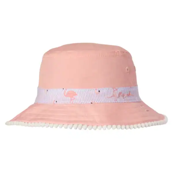 Pink bucket hat with striped band