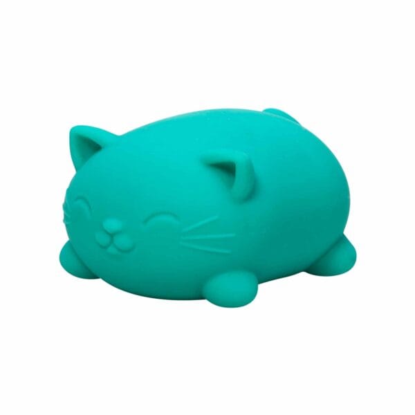 Cute teal cat stress ball toy.