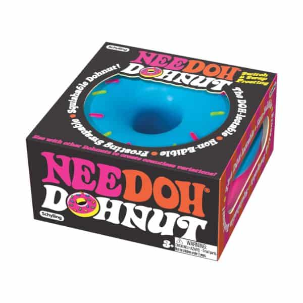 Nee Doh Donut squishable blue toy in box.