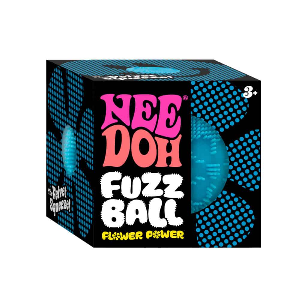 Nee-Doh Fuzz Ball toy in colorful packaging.
