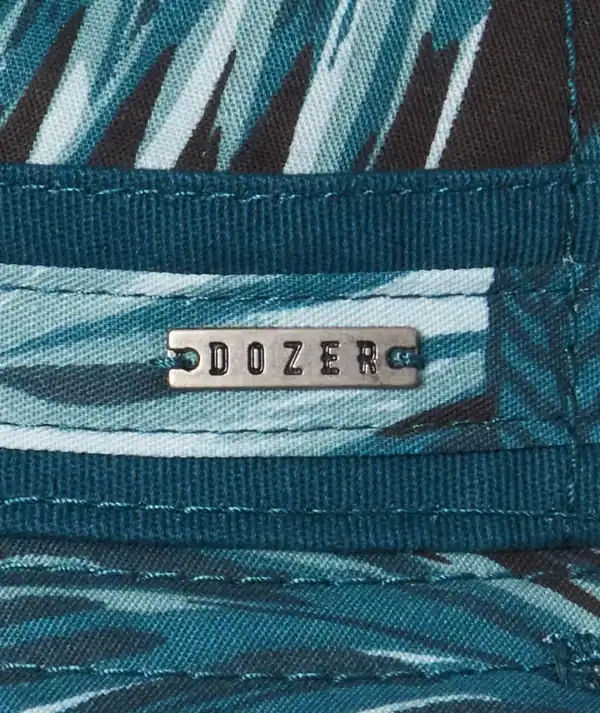 Blue fabric with metal Dozer label.