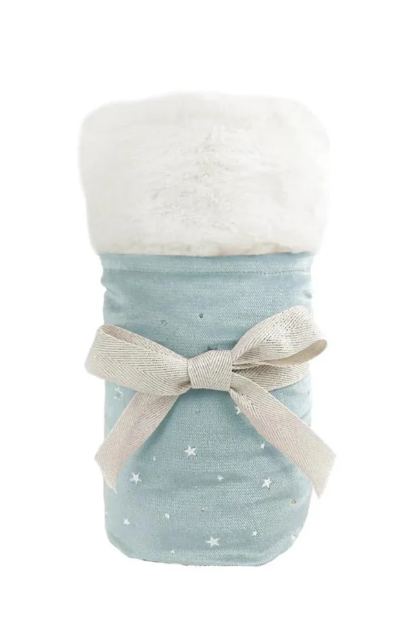 Cozy baby bootie with star design and bow.
