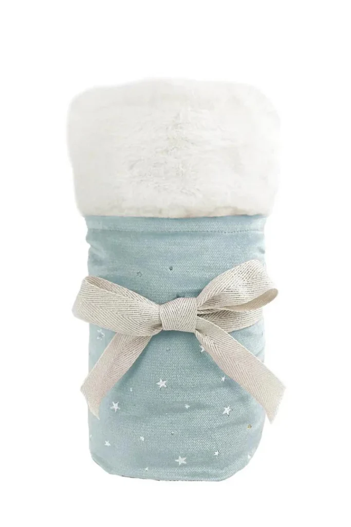 Cozy baby bootie with star design and bow.