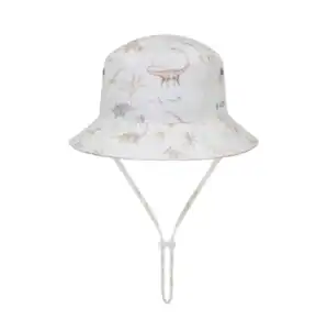 Kids' dinosaur print bucket hat with chin strap