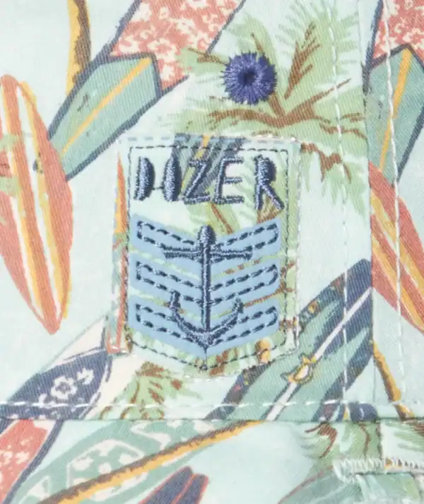 Colorful fabric with nautical emblem embroidery