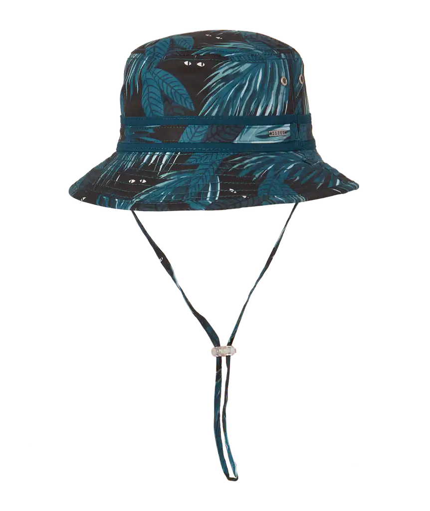 Blue tropical bucket hat with strap