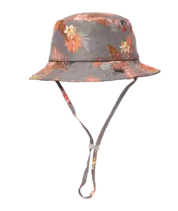Floral bucket hat with chin strap