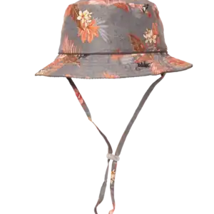 Floral bucket hat with chin strap