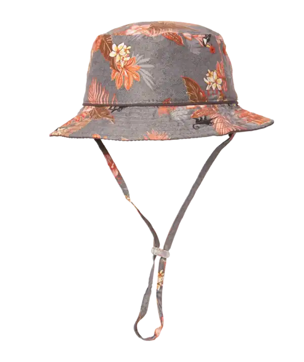 Floral bucket hat with chin strap