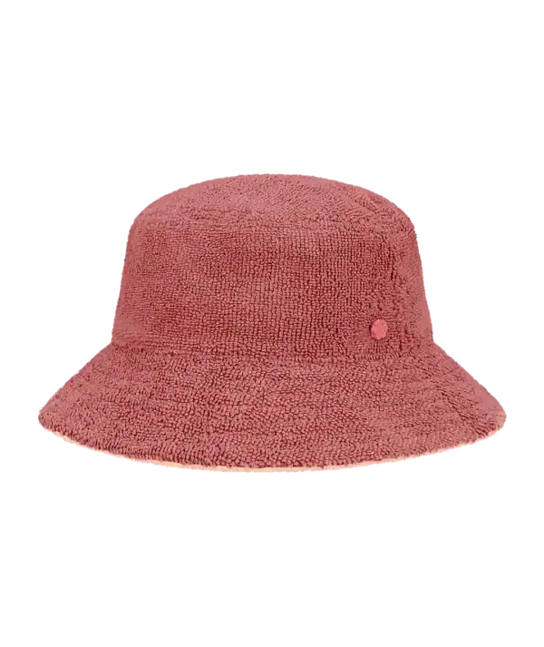 Red textured bucket hat with simple design
