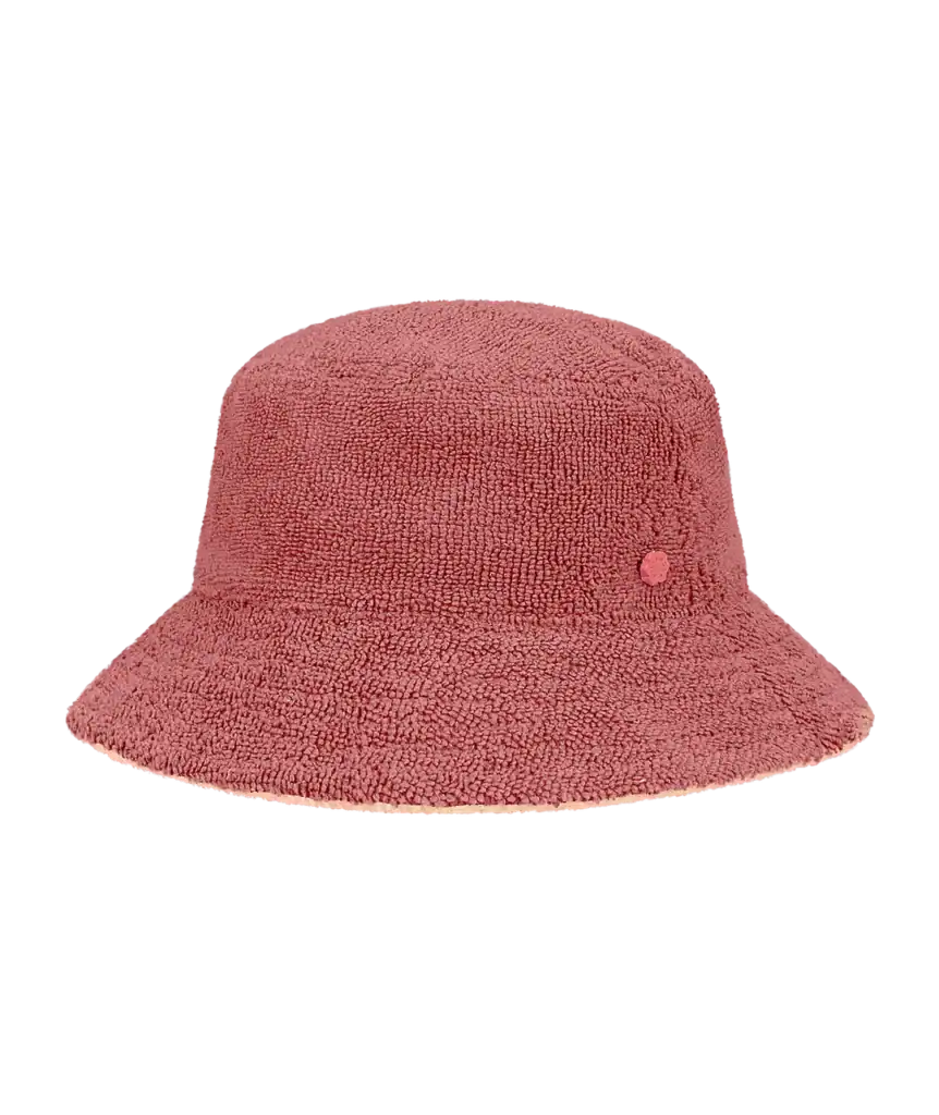 Red textured bucket hat with simple design
