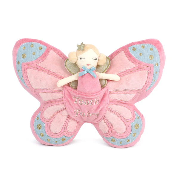 Pink fairy-themed tooth pillow for kids