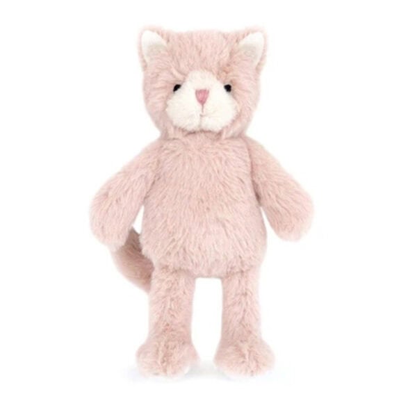 Fluffy pink cat plush toy standing up