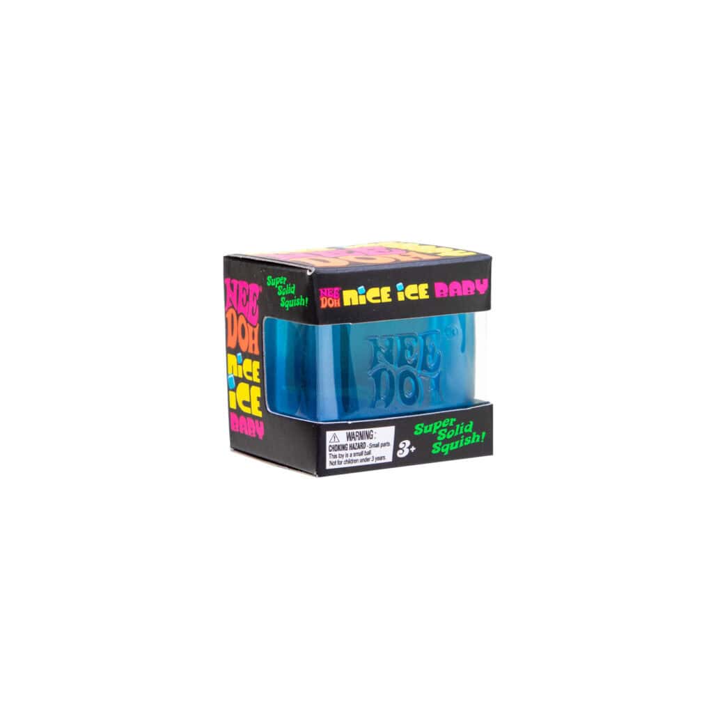 Blue Nee Doh squishy toy in packaging.