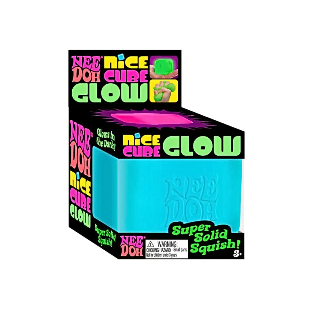 Glow-in-the-dark Nee Doh cube toy in packaging.