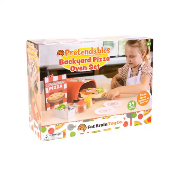 Pretendables backyard pizza oven play set for kids.