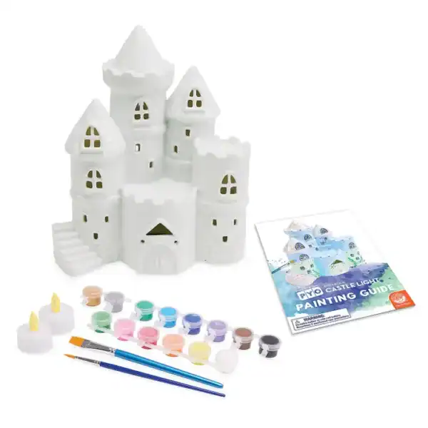 DIY castle painting kit with brushes and paints