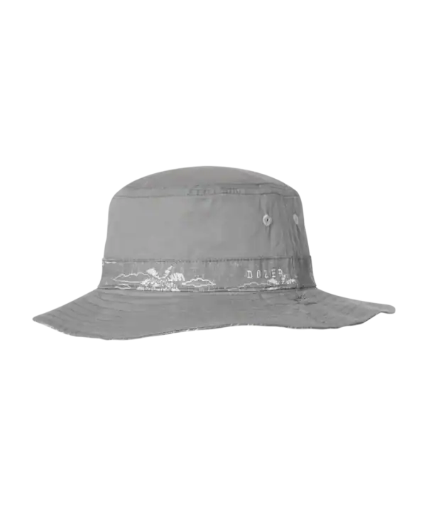 Gray outdoor bucket hat with bird design