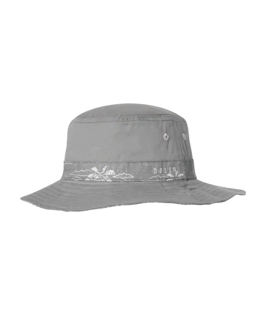 Gray outdoor bucket hat with bird design