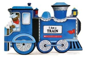 Illustrated children's book, 'I Am a Train' cover.