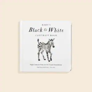 Baby's black and white contrast book with zebra