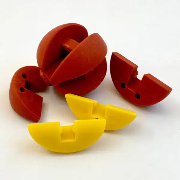 LEGO Bionicle connectors, red and yellow pieces
