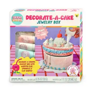 Decorate-a-cake jewelry box with clay and sprinkles.