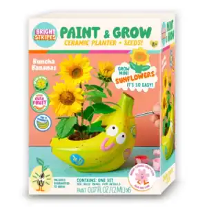 Sunflower growing kit in banana-shaped planter