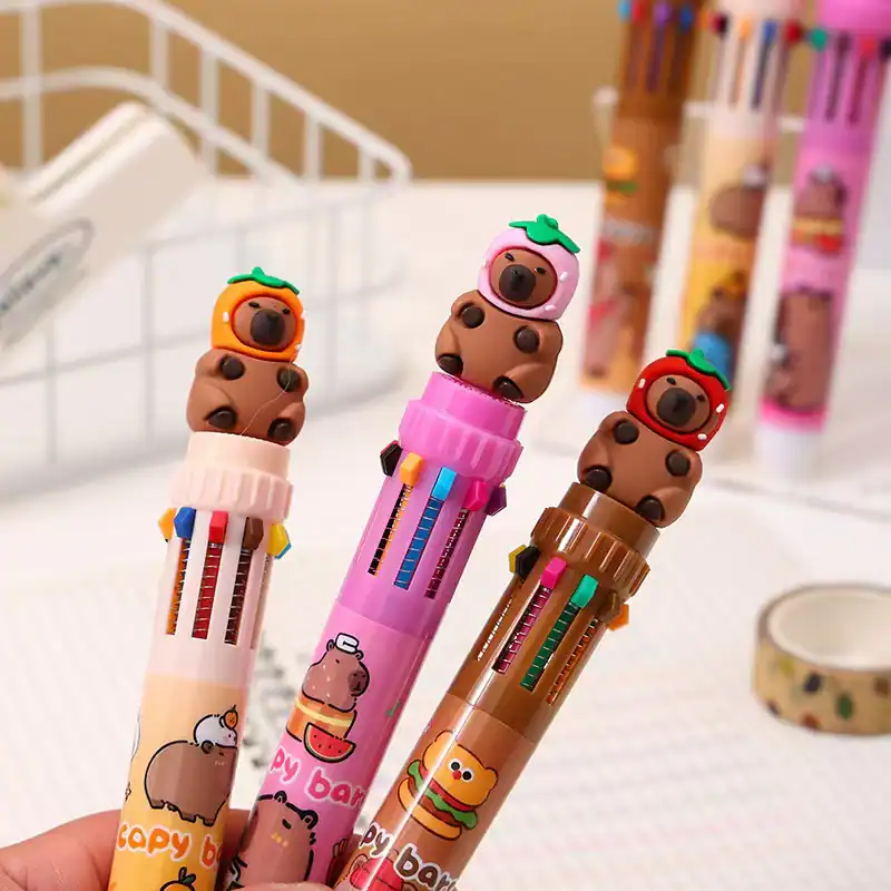 Colorful pens with cute teddy bear toppers