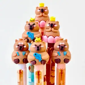 Cute bear pens with colorful decorations.