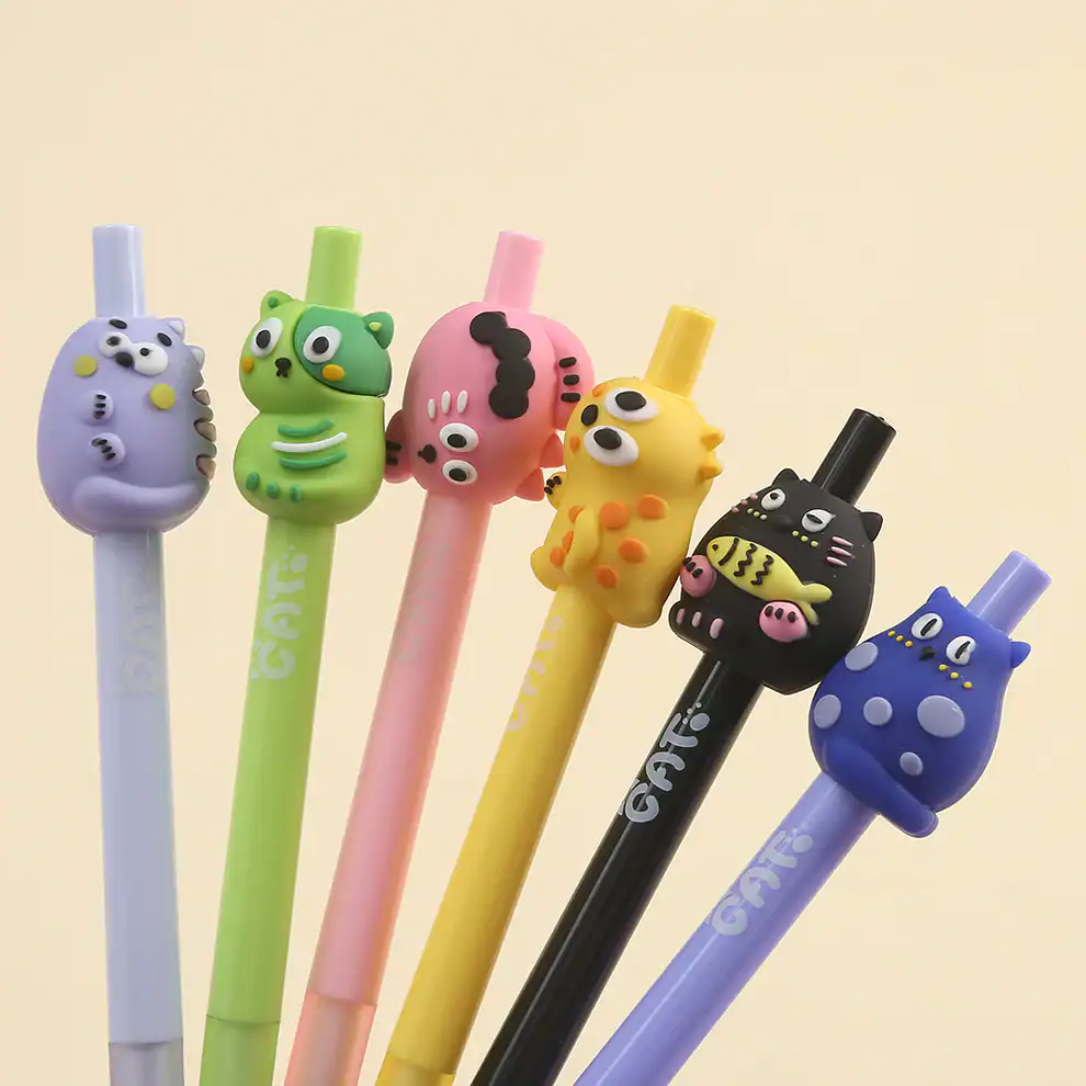 Colorful pens with cute animal toppers