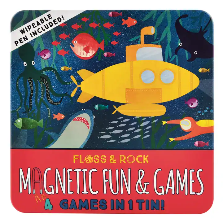 Underwater-themed magnetic fun and games set.