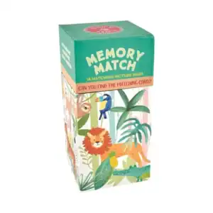 Memory Match game box with animals illustration.