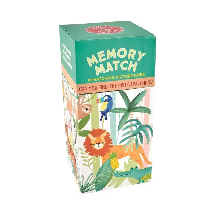 Memory Match game box with animals illustration.