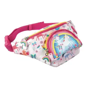 Colorful unicorn-themed fanny pack for kids.