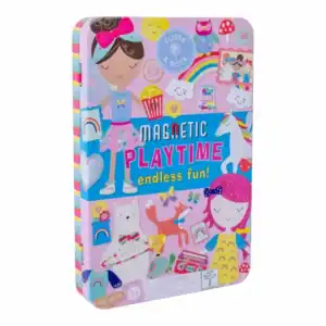 Magnetic playtime toy with colorful designs for kids.