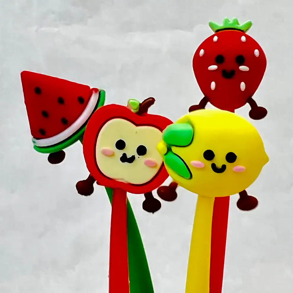 Cute fruit-themed smiling pen toppers