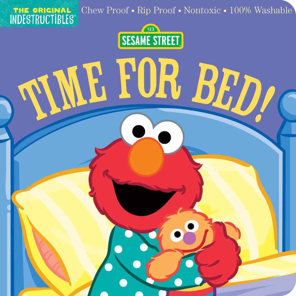 Elmo with teddy, Time for Bed book cover.