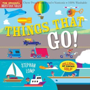 Children's book cover with various vehicles illustrations.