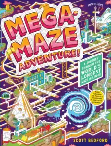 Mega-Maze Adventure book cover with intricate maze design.