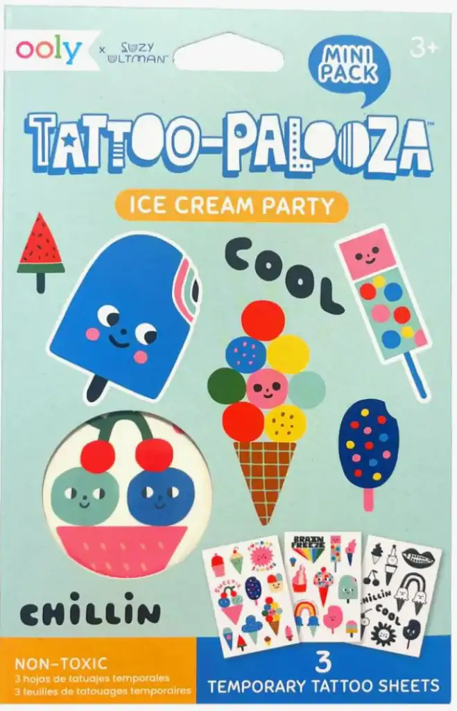 Ice cream themed temporary tattoo pack.