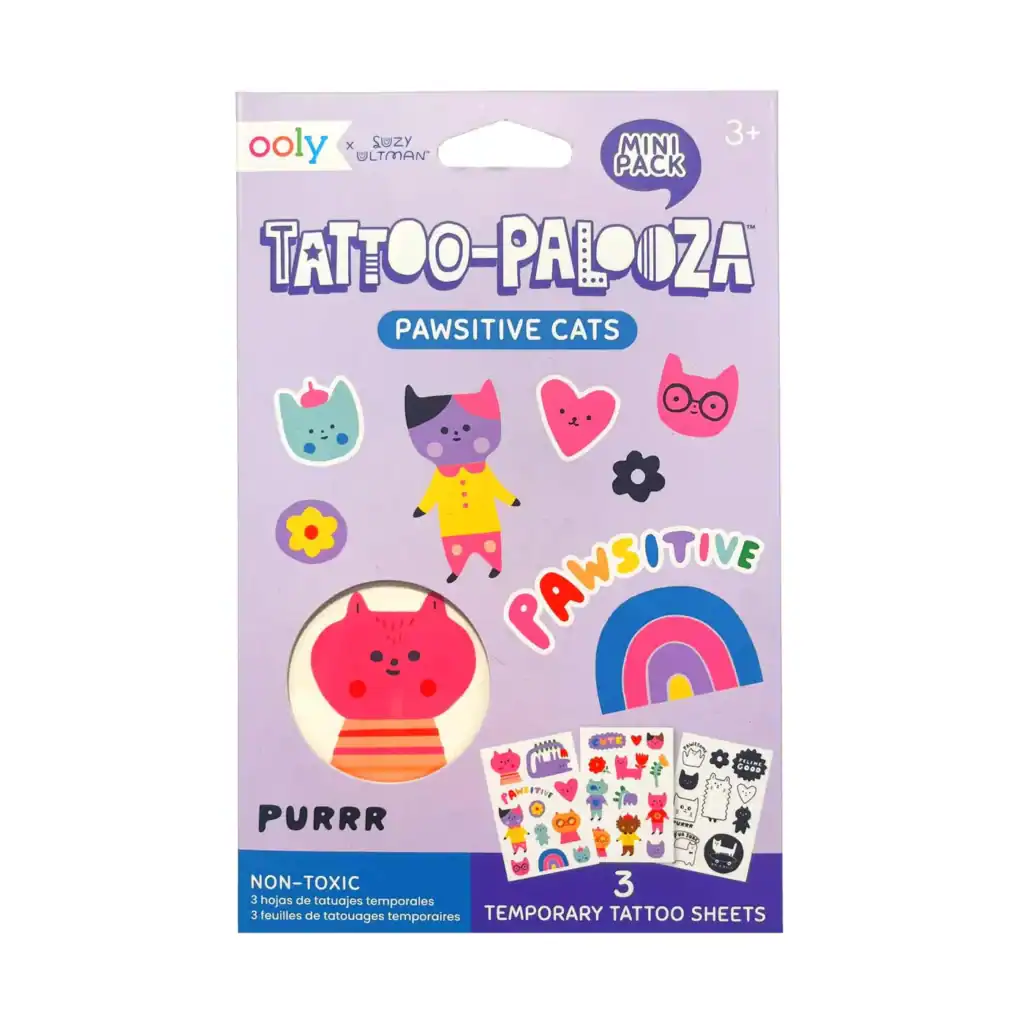 Pawsitive Cats Temporary Tattoo Sheets for Kids