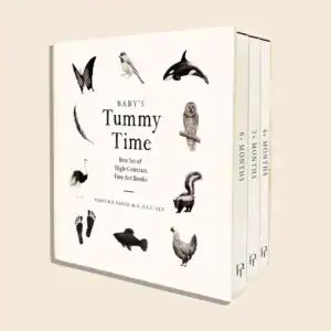 Baby's Tummy Time book set with animal illustrations