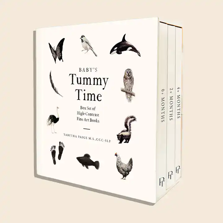 Baby's Tummy Time book set with animal illustrations