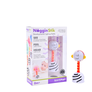 NogginStik light-up rattle for baby development.