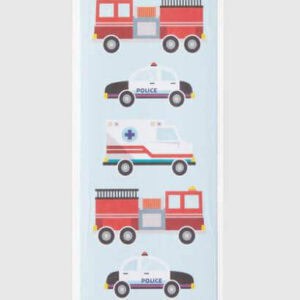 Sticker sheet with emergency vehicle designs