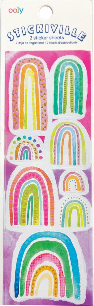 Colorful rainbow sticker sheet from Stickiville.
